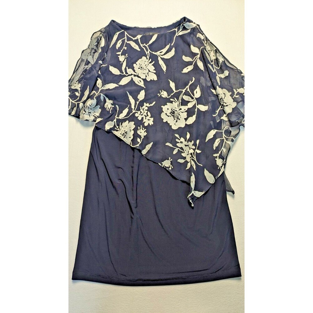 Scarlett Womens Cape Sheath Dress size 10 Navy Silver